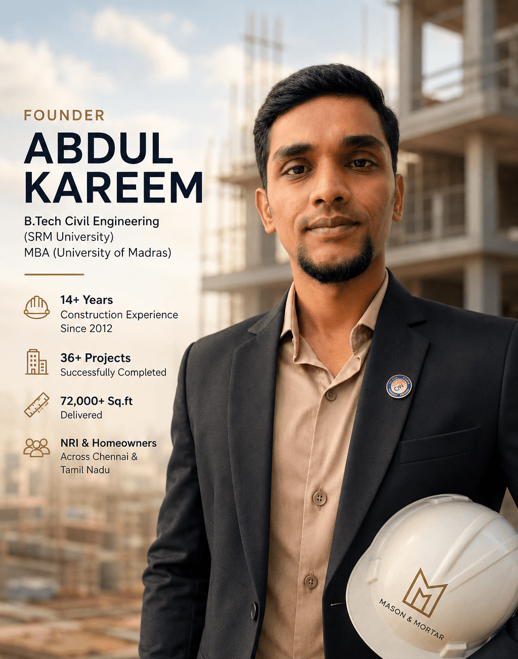 Abdul Kareem - Founder of Mason & Mortar